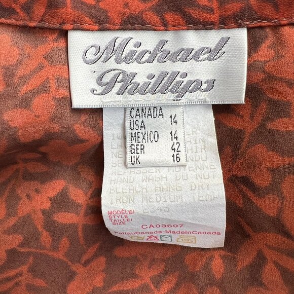 Vintage Button Down Mini Shirt Dress Floral Print Lightweight Crop Long Sleeve - Picture 4 of 6